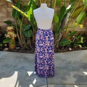 Lularoe blue pink purple floral maxi skirt extra extra small